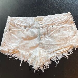 We The Free White Frayed Jean Shorts